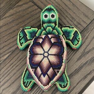 Huichol Hand Beaded Turtle Figure
